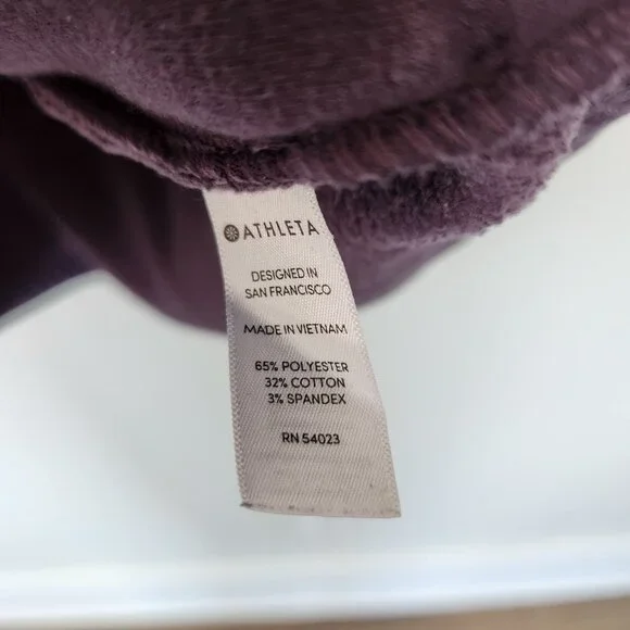 Athleta Size Large Cozy Karma Asym Pullover Sweatshirt Purple Yoga Outdoor - Picture 6 of 8